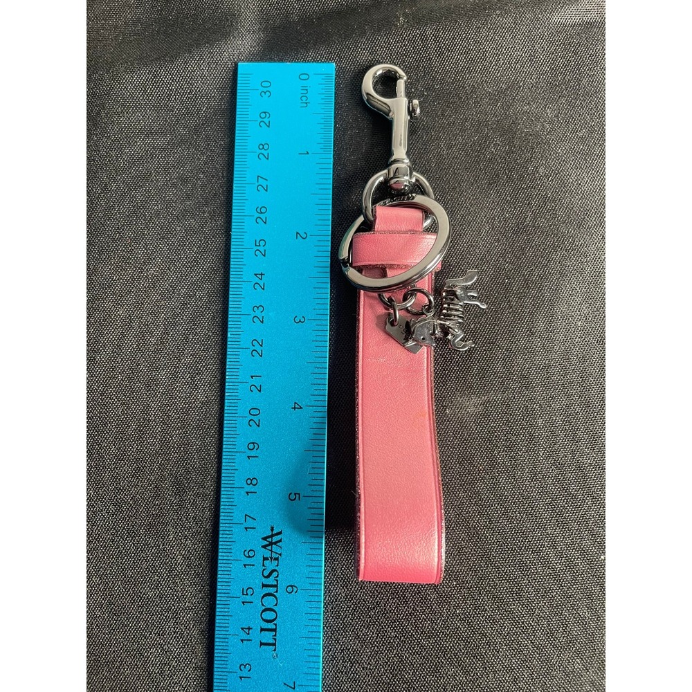 Coach Pink Leather Keychain Bag w/ Unircorn Puzzle Charm - Silver‎ Whimsical - Picture 3 of 5